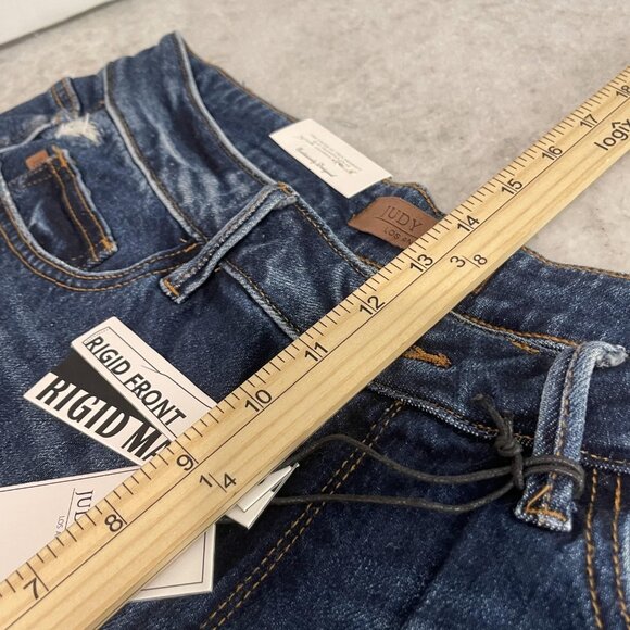 Judy Blue Shorts Womens 2XL Blue Jean High Waist Rigid Front Raw Hem New Tags - Picture 8 of 9